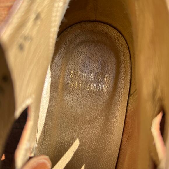 Stuart Weitzman Vintage Lace-Up Peep Toe Booties 8.5 Cognac Brown Leather Heels - Picture 6 of 16